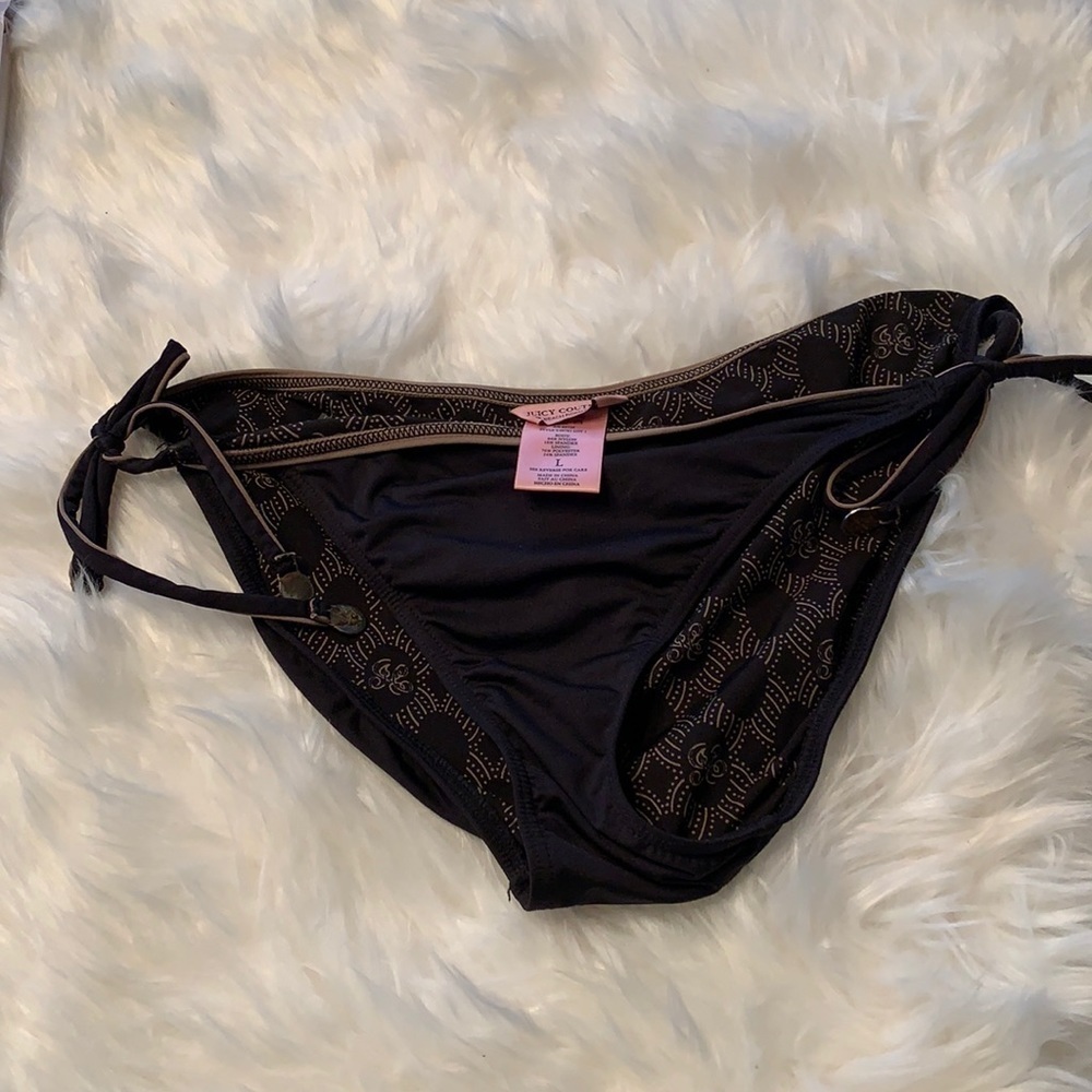 Juicy Couture Black String Bikini Bottoms LG EUC